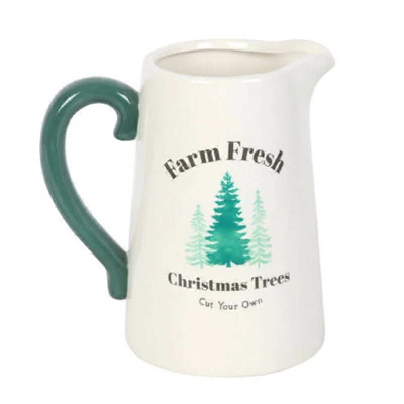 Image of Something Different Something Different Farm Fresh Christmas Trees Flower Jug in White White One Size Unisex 5063806897378