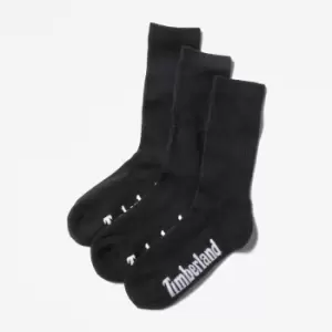 Image of Timberland Stratham 3-pack Crew Sport Socks For Men In Black Black, Size M