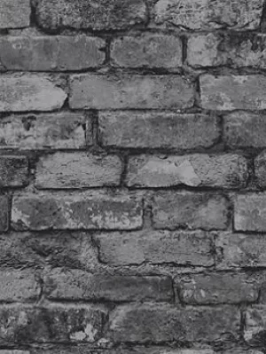 Image of Fine Decor Fine Decor Rustic Silver Brick Wallpaper