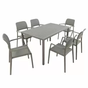 Image of Nardi Cube Dining Table With 6 Bora Chair Set Turtle Dove