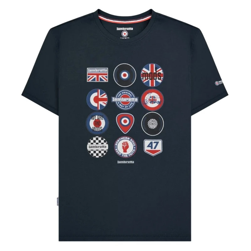 Image of Lambretta Lambretta Men Badge T-Shirt in Navy Size: Medium Navy M Male 5063852161775