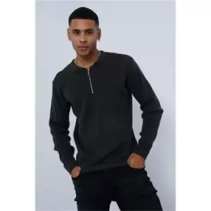 Image of I Saw It First Khaki Slim Fit Half Zip Long Sleeve Top - Green