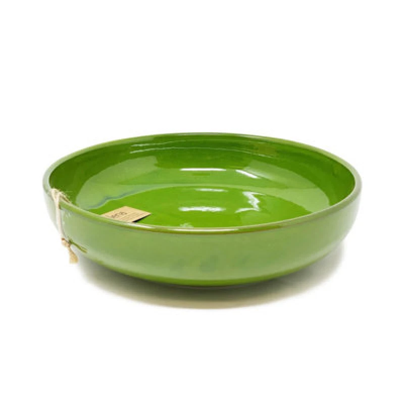 Image of Verano Spanish Ceramics Selena Glazed Hand Dipped Kitchen Dining Large Bowl Dark Green (Diam) 27Cm