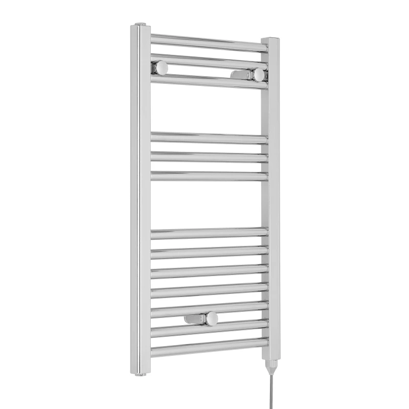 Image of Balterley Electric Vertical Round Towel Rail 200 Watt Chrome 720x 400mm Silver