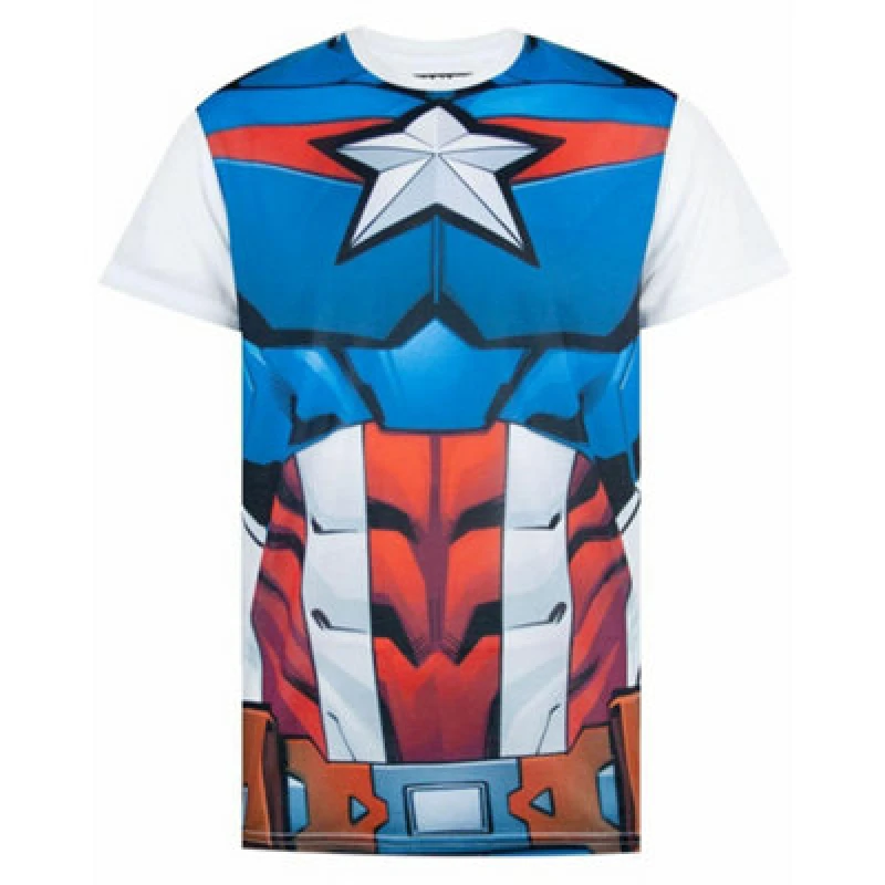 Image of Marvel Marvel Men Short Sleeved T-Shirt in Blue Size: Medium Blue M Male 5056210114469