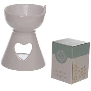 Image of White Heart Cut Out Ceramic Oil Burner