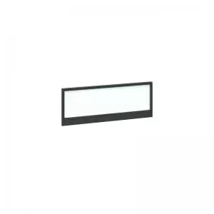 Image of Straight glazed desktop screen 1000mm x 380mm - polar white with black