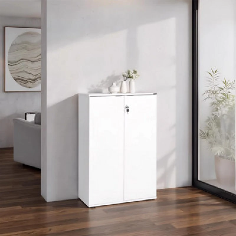 Image of FWStyle FWStyle 2 Door Lockable Office Storage Cabinet White White One Size Unisex 5056413130945