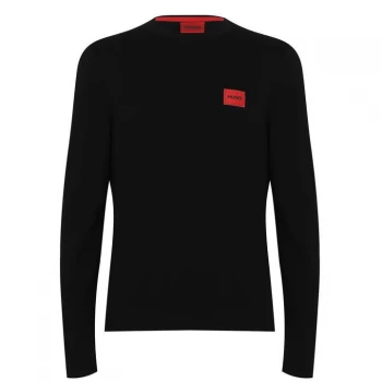 Image of Hugo Boss San Cassius Red Patch Logo Knitted Jumper Black Size M Men