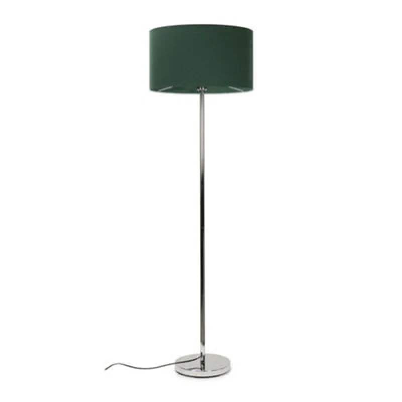 Image of ValueLights Charlie Chrome Floor Lamp with Large Green Shade Silver