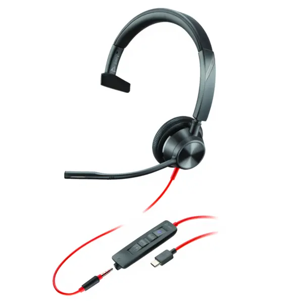 Image of Poly Blackwire 3315 Single Sided On-ear Monaural USB-C with Microphone Headset 8X218AA Black