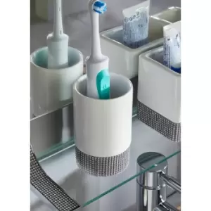 Image of Sparkle Bathroom Ceramic Storage Tumbler - Silver