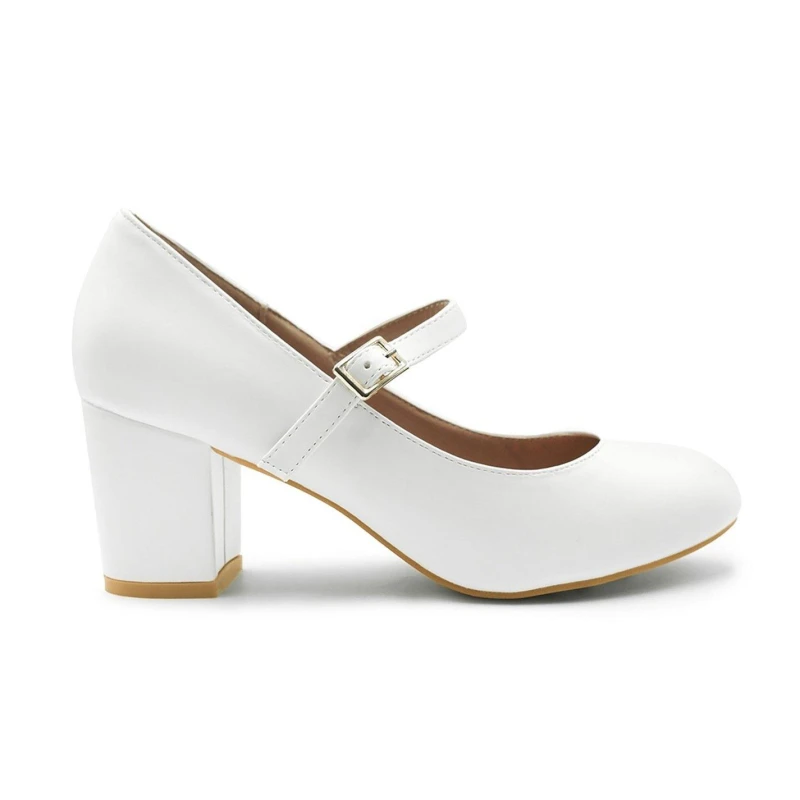 Image of Where's That From 'Araceli' Block Heel Mary Jane Pumps White