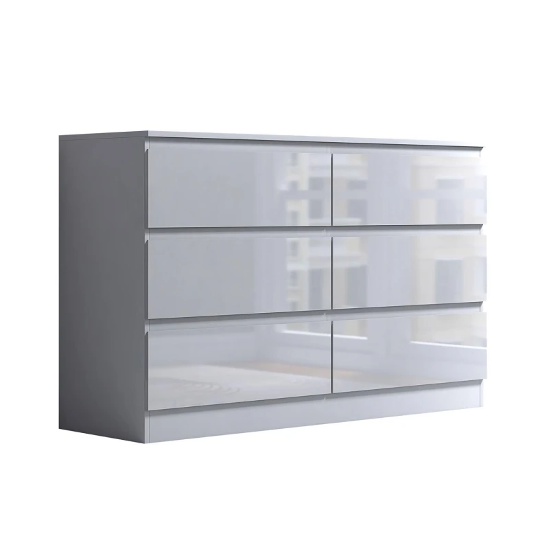Image of FWStyle FWStyle 6 Drawer White Chest Of Drawers Gloss Fronts White One Size Unisex 5056413130167