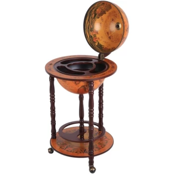 Image of Globe Drink Cabinet Mini Bar Movable Double Deck Wine Trolley W/ 3 Wheels - Homcom