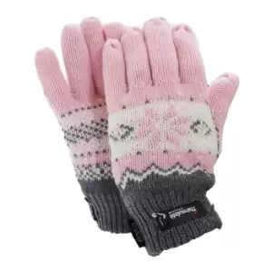 Image of FLOSO Ladies/Womens Thinsulate Fairisle Thermal Gloves (3M 40g) (One Size) (Pink)