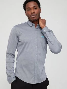 Image of BOSS Biado Oxford Shirt - Navy, Size L, Men