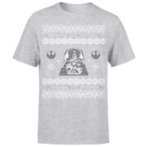 Image of Star Wars Christmas Darth Vader Face Grey T-Shirt - M
