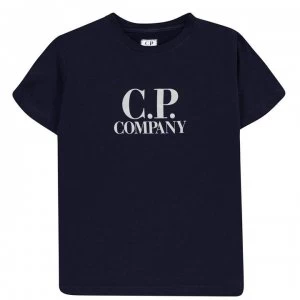 Image of CP COMPANY Junior Boys Goggle Logo T Shirt - Navy 888