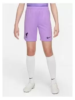 Image of Nike Liverpool Fc Junior 22/23 Home Goalkeeper Short, Purple/Black, Size S (8-9 Years)