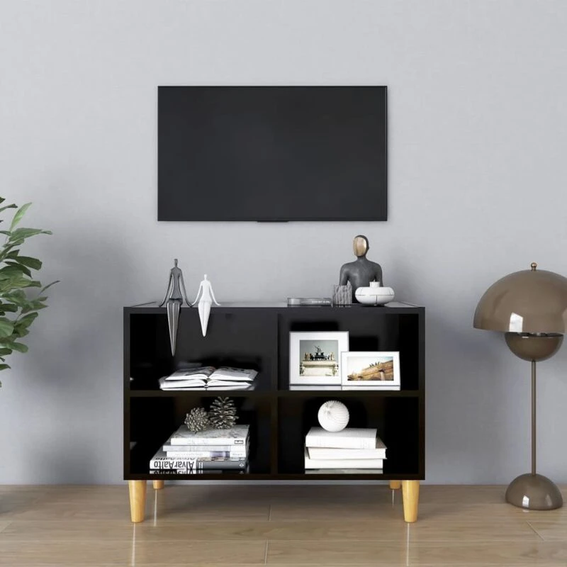 Image of VIDAXL Vidaxl - tv Cabinet with Solid Wood Legs Black 69.5x30x50cm 8720286357330