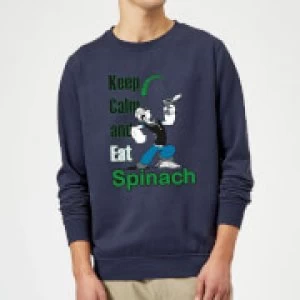 Image of Popeye Keep Calm And Eat Spinach Sweatshirt - Navy - M