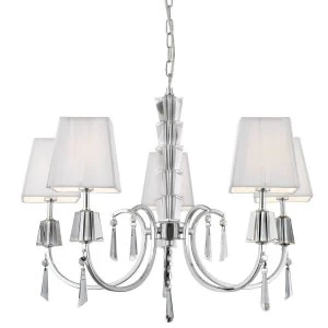 Image of 5 Light Multi Arm Ceiling Pendant Chrome, Glass Crystals with Shades, G9