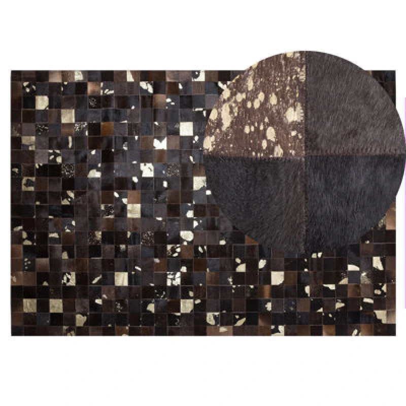 Image of Beliani Rug Bandirma Brown 140 X 200 Cm Leather