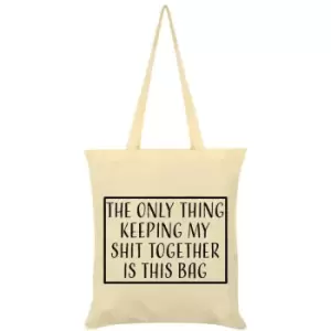 Image of Grindstore The Only Thing Keeping My Shit Together Is This Bag Tote Bag (One Size) (Cream/Black) - Cream/Black