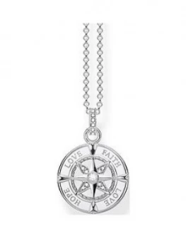 Image of Thomas Sabo Sterling Silver Love Faith Hope Compass Pendant Necklace, One Colour, Women