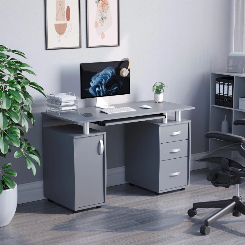 Image of Lassic Vida Designs Otley 3 Drawer Computer Desk Grey unisex One Size