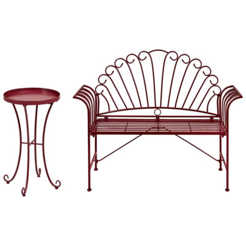 Image of Beliani Bistro Set Cavinia Metal Burgundy
