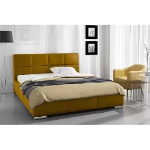 Image of Simplier Upholstered Beds - Plush Velvet, King Size Frame, Mustard - Mustard