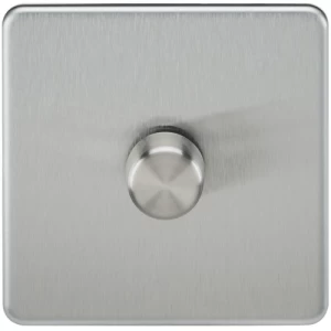 Image of KnightsBridge 60-400W 1G 2 Way Screwless Brushed Chrome 230V Electric Dimmer Switch