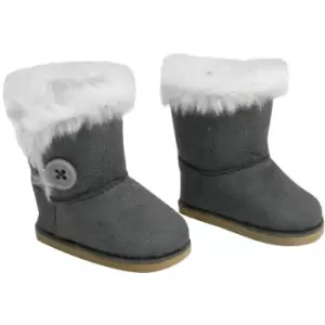 Image of Sophia's by Teamson Kids Gray Winter Button Boots w/ Fur Accessory for 18 Dolls