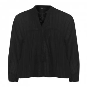 Image of Only Long Sleeve Denim Blouse Ladies - Black