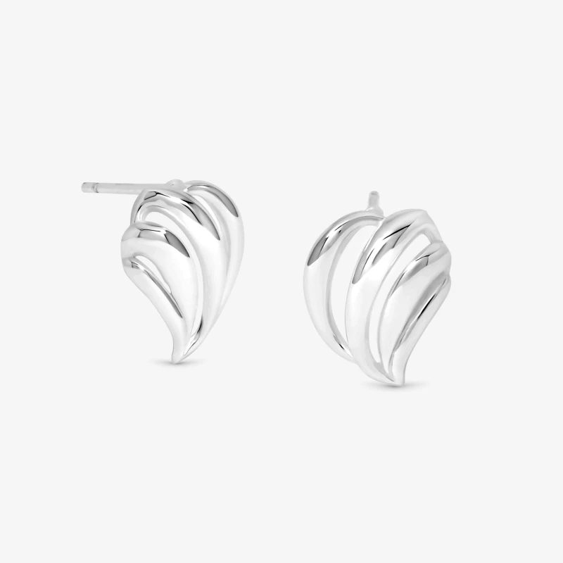 Image of Simply Silver Sterling Silver 925 Open Ridged Wave Studs Stud Earrings One Size Silver 73423511000