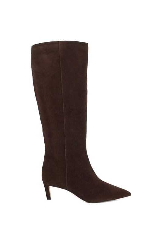 Image of Dune London Womens Wide Fit 'Smoothly' Suede Knee High Boots in Brown Size: 3 Brown Female 3