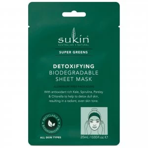 Image of Sukin Super Greens Detoxifying Sheet Mask Sachet 25ml