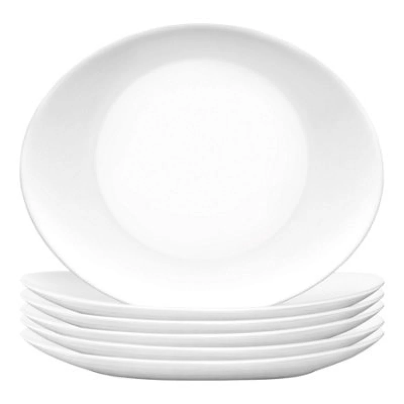 Image of Bormioli Rocco Prometeo Oval Glass Steak Plates 32cm White Pack of 6 White unisex