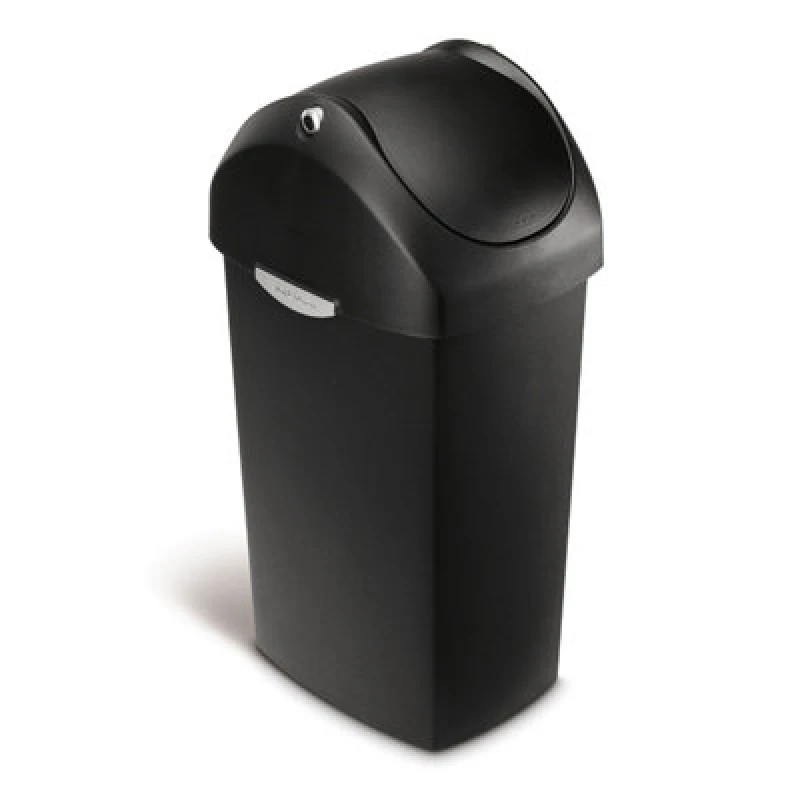 Image of Simplehuman 40L Swing Lid Kitchen Bin, Black Plastic