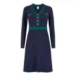 Image of Yumi Navy Knitted Dress - Blue
