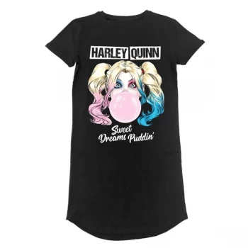Image of Batman - Harley Quinn Sweet Dreams Puddin Womens Medium T-Shirt Dress - Black