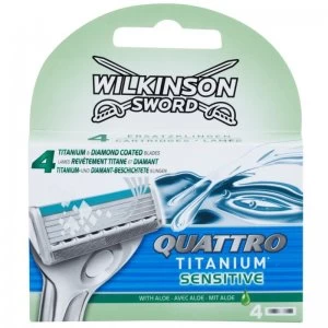 Image of Wilkinson Sword Quattro Titanium Coated Razor Blades 4 pack