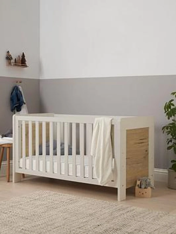 Image of Tutti Bambini Alba Mini Cot Bed - White Sand / Distressed Oak, White 211156/3609