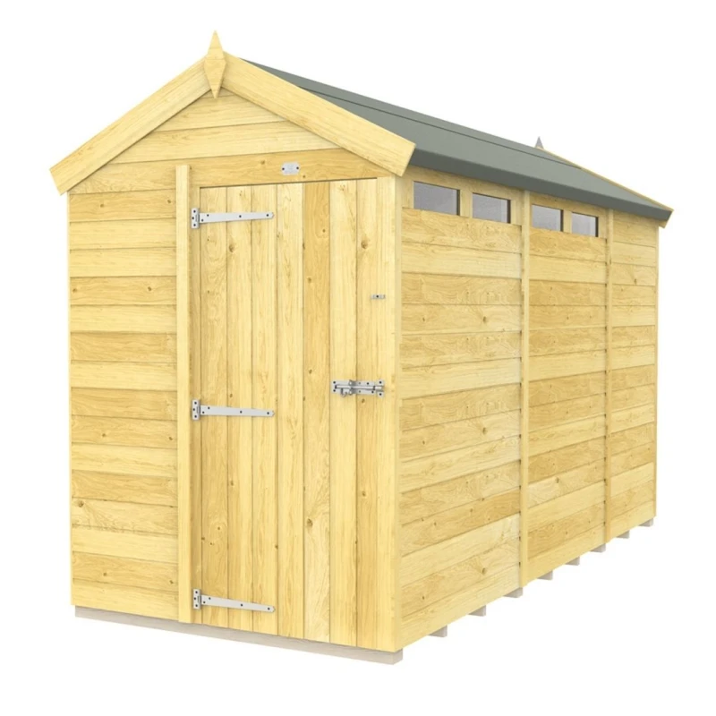 Image of Buttercup Farm 5 x 11 Feet Apex Security Shed - Single Door - L329 x W147 x H217cm in Brown Brown Unisex