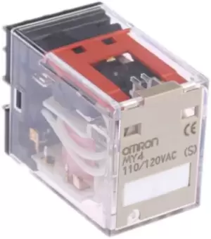 Image of Omron, 120V ac Coil Non-Latching Relay 4PDT, 5A Switching Current Plug In, 4 Pole, MY4 AC110/120(S)