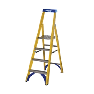 Image of Abru Fibreglass Platform Stepladder 4 Tread Yellow 7170418