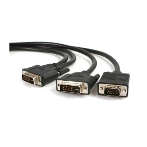Image of 6 ft DVI I Male to DVI D Male and HD15 VGA Male Video Splitter Cable