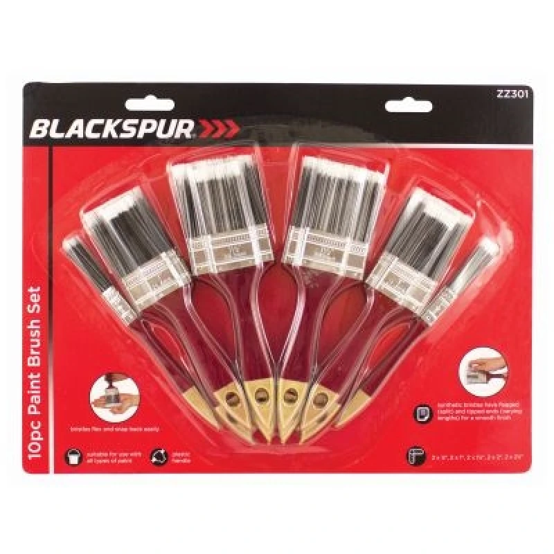 Image of Blackspur 10Pc Paint Brush Set - Synthetic Bristle